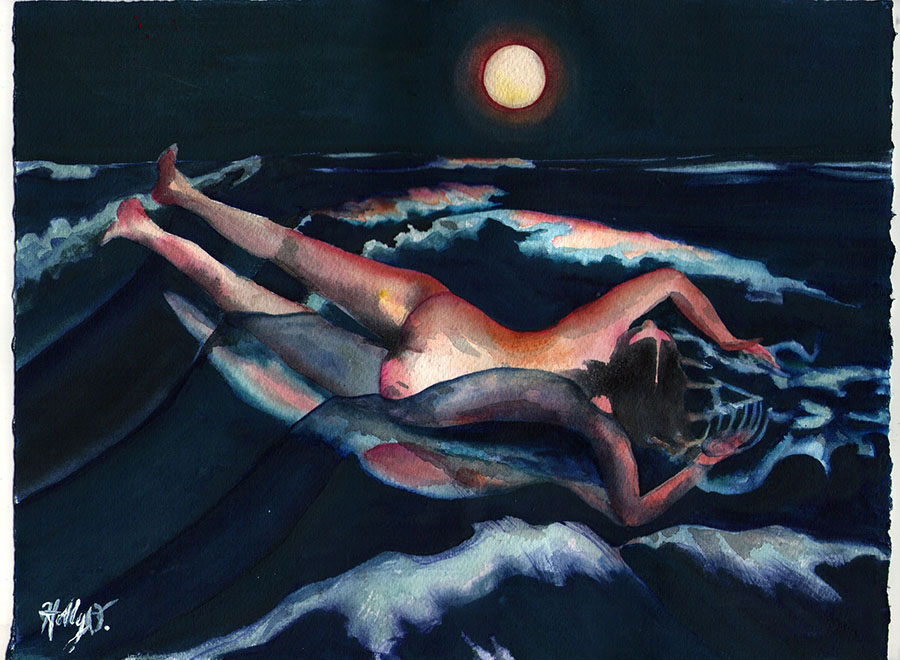 Waves, 8.5x11 2018 <br>watercolor, ink on paper